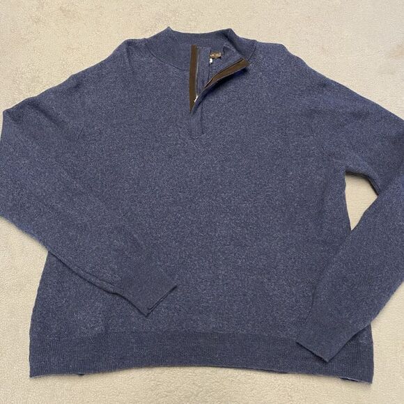 Peter Millar 1/4 Zip Medium Blue Merino Wool Pullover Sweater Read Desc. - Picture 1 of 8